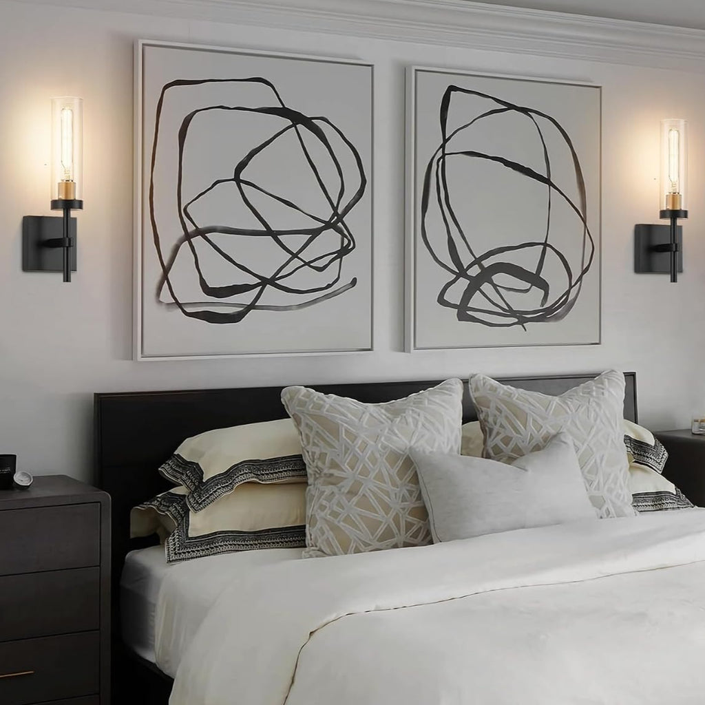 2‑Pack Black‑Gold Rechargeable Wall Sconces