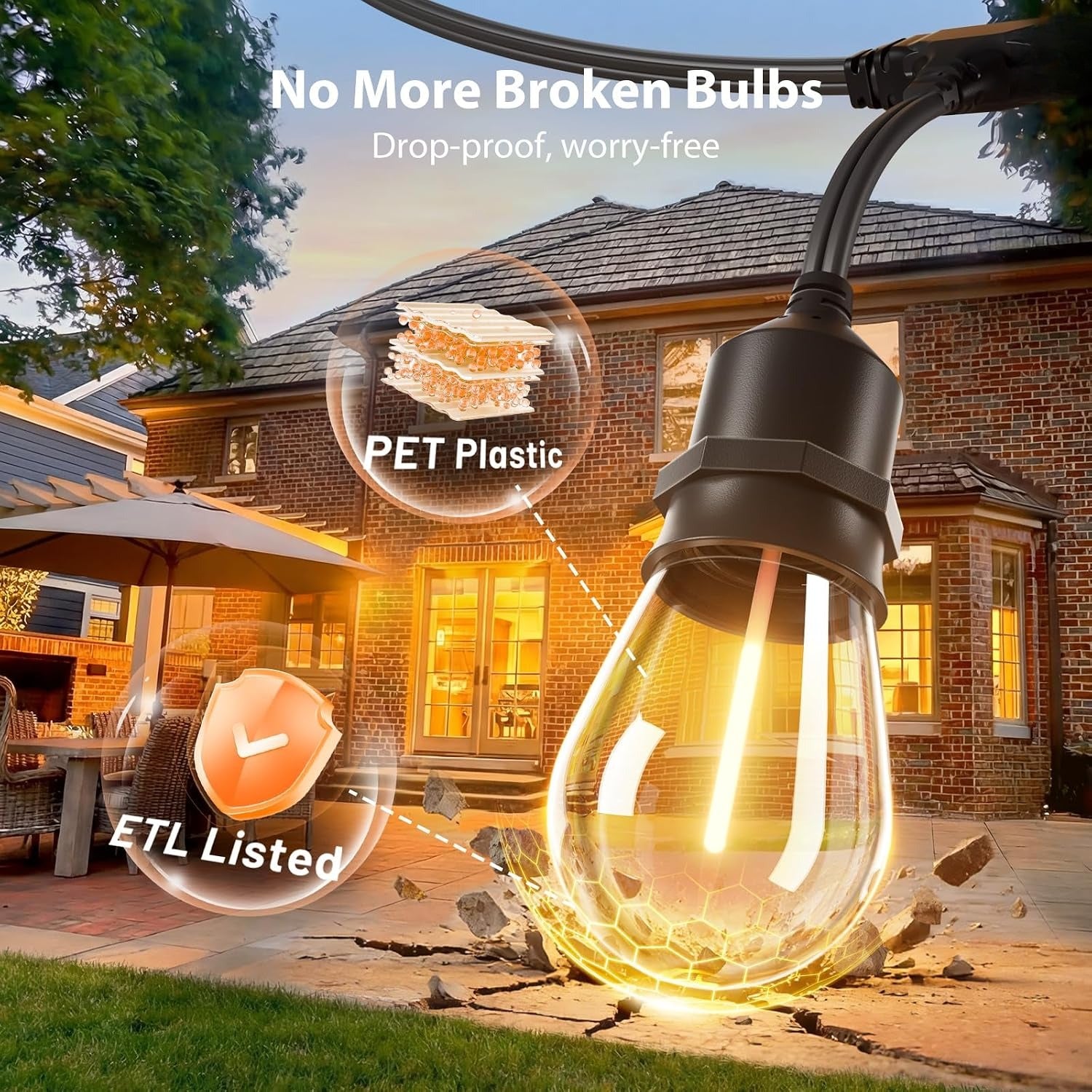100FT Remote Dimmable Outdoor String Lights