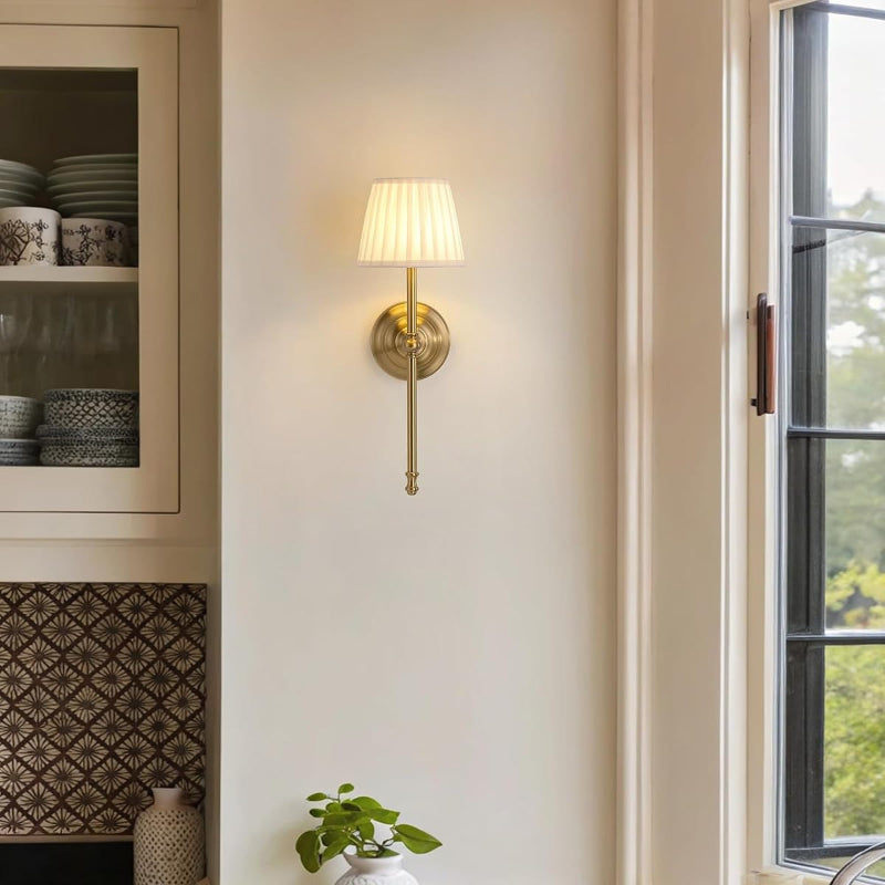 2‑Pack Gold Fabric Cordless Wall Sconces