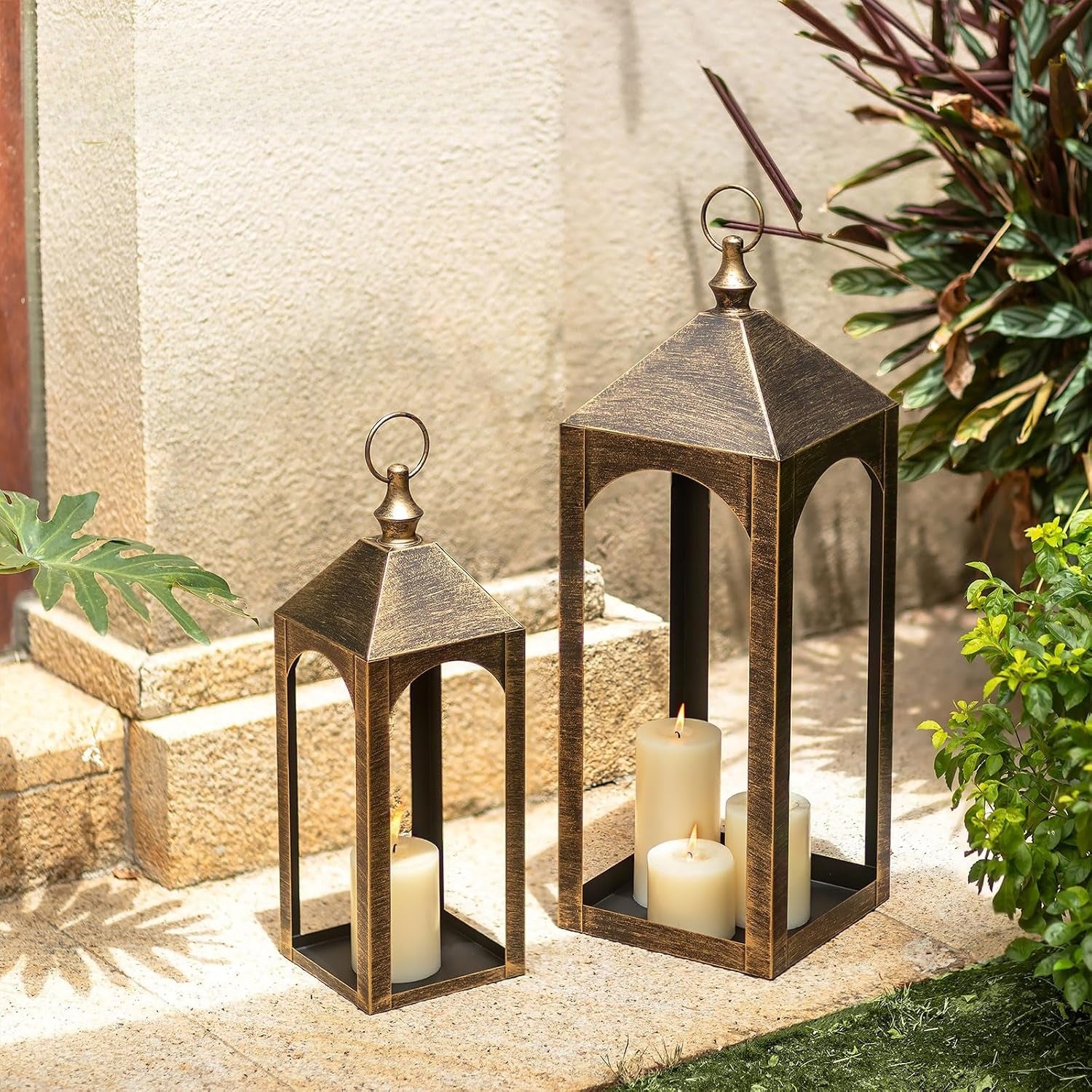 2‑Pack Large Outdoor Floor Lanterns