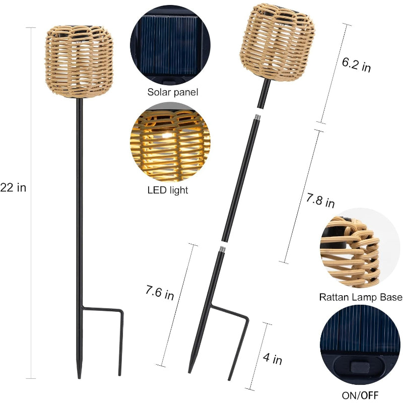 Bamboo Weaving Solar Pathway Lights