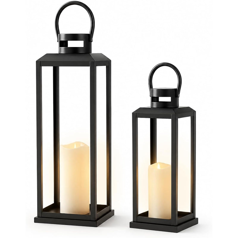 Black Indoor‑Outdoor Decorative Lanterns Set