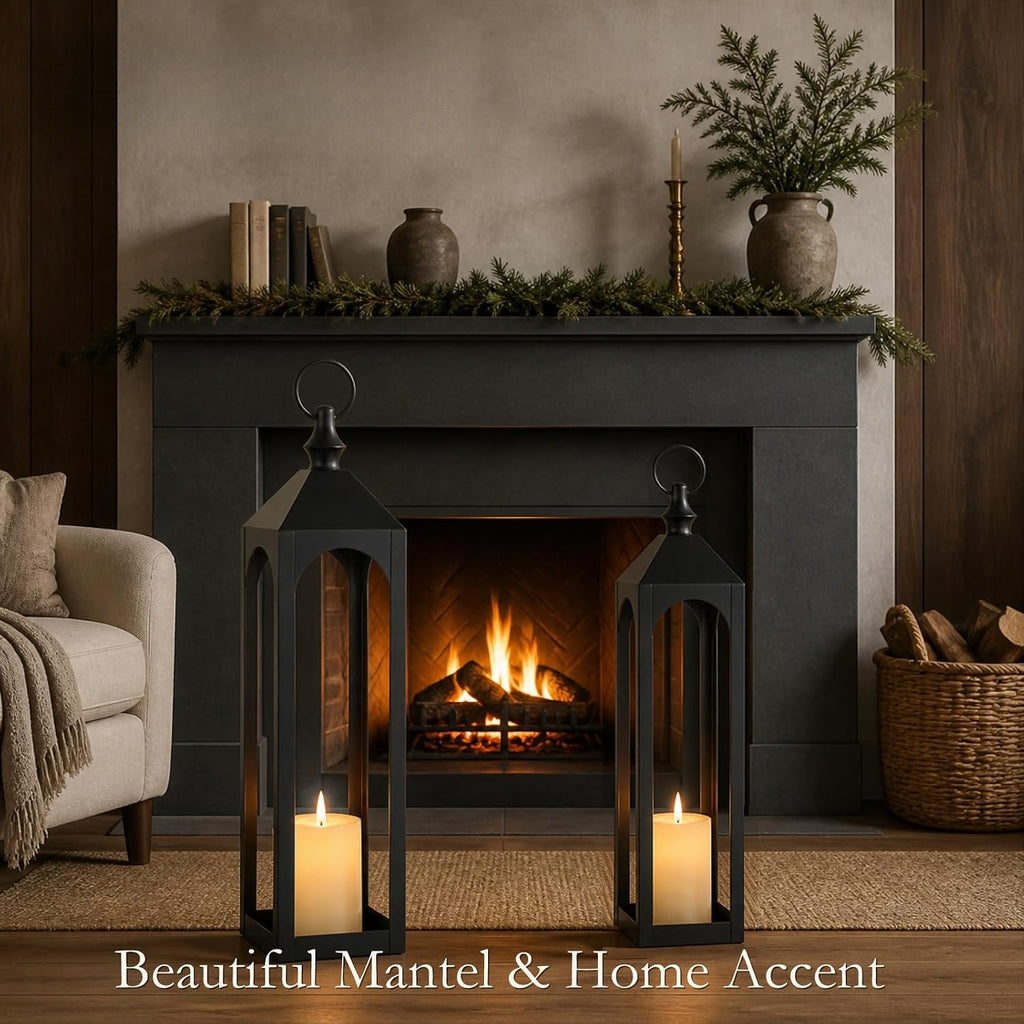 2‑Pack Black Large Floor Lanterns
