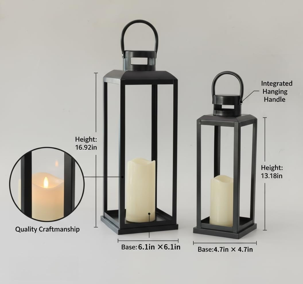 Black Indoor‑Outdoor Decorative Lanterns Set