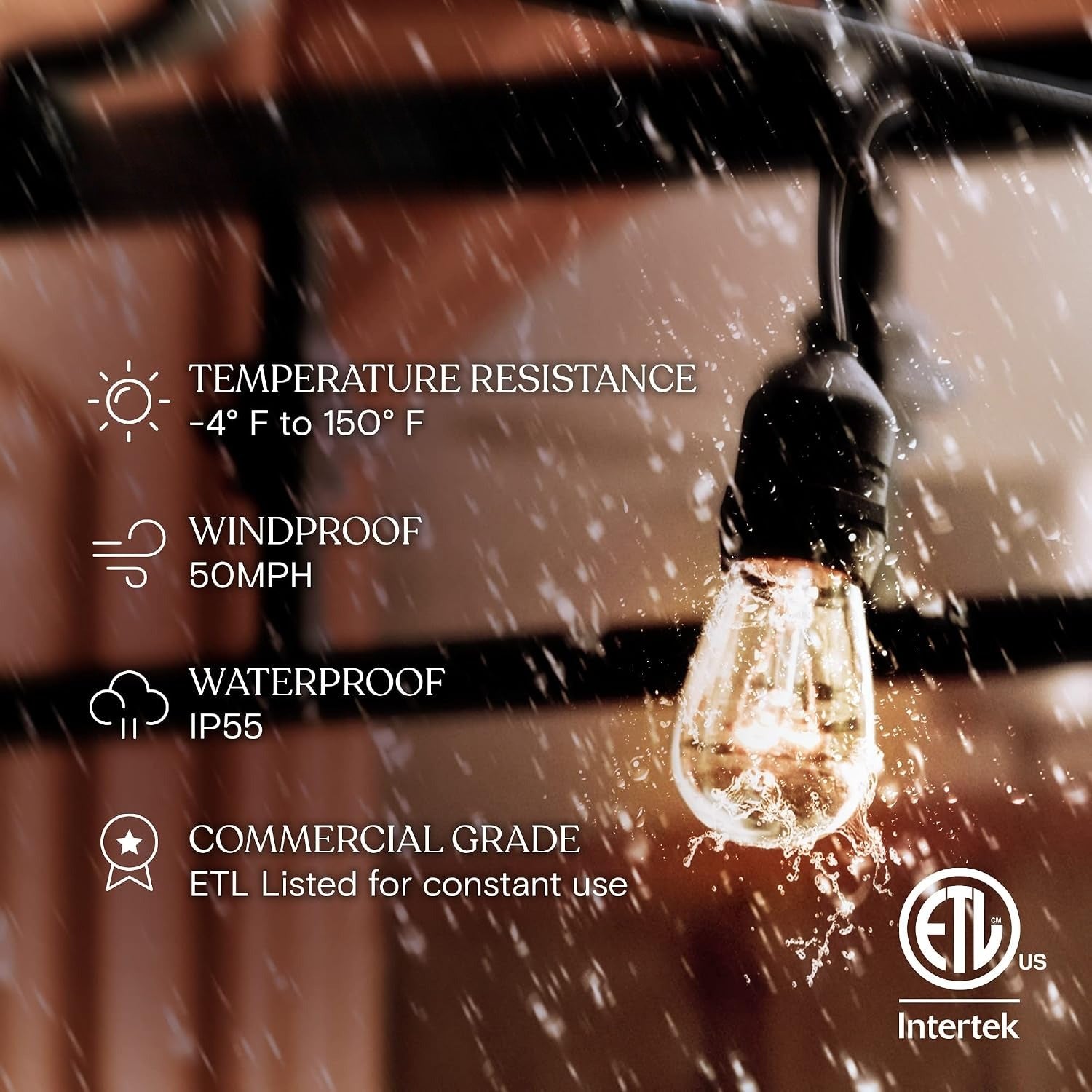48FT Commercial Incandescent String Lights